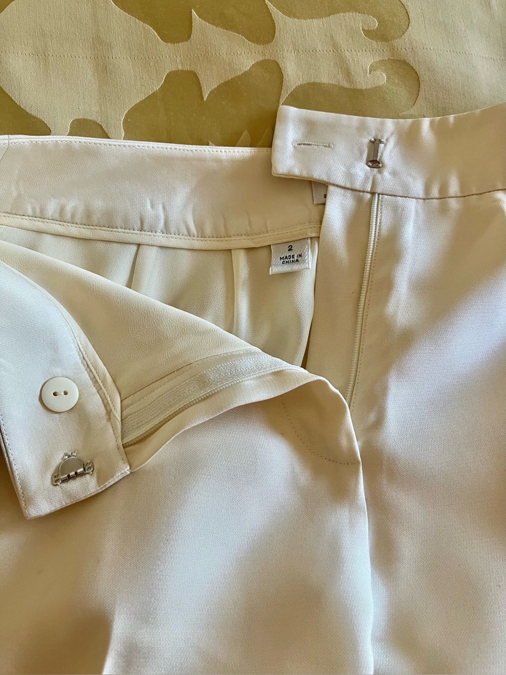 Talbots Ivory Cream Straight-Leg Silk Lined Dress Pants - Picture 4 of 8